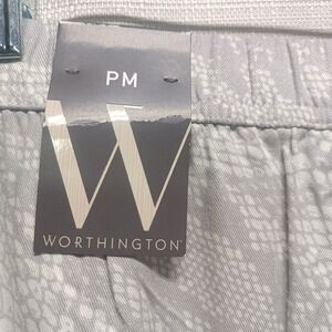 NWT Worthington Women's PM Gray White Snake Print Wide Leg Pants Casual Office‎